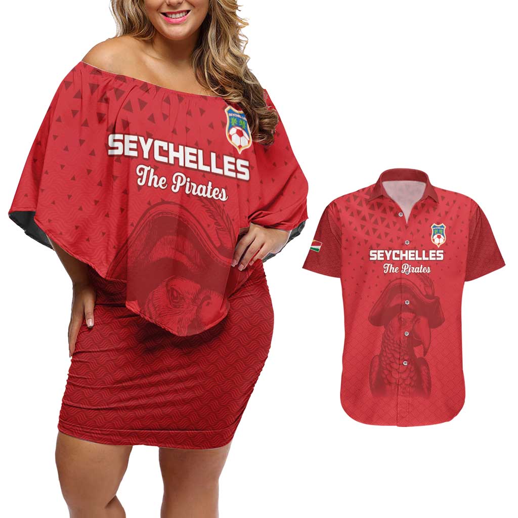 Custom Seychelles Football Couples Matching Off Shoulder Short Dress and Hawaiian Shirt Go The Pirates - Wonder Print Shop