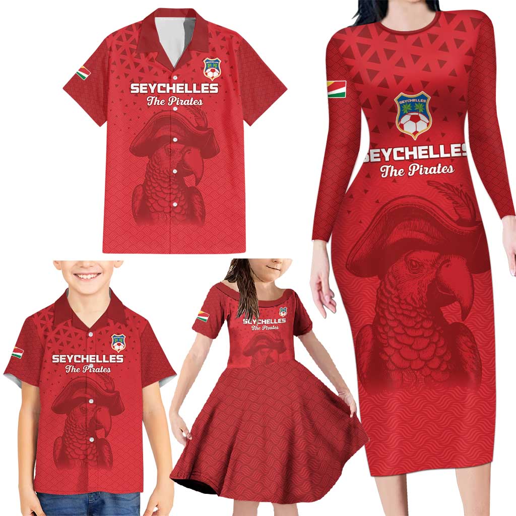 Custom Seychelles Football Family Matching Long Sleeve Bodycon Dress and Hawaiian Shirt Go The Pirates - Wonder Print Shop