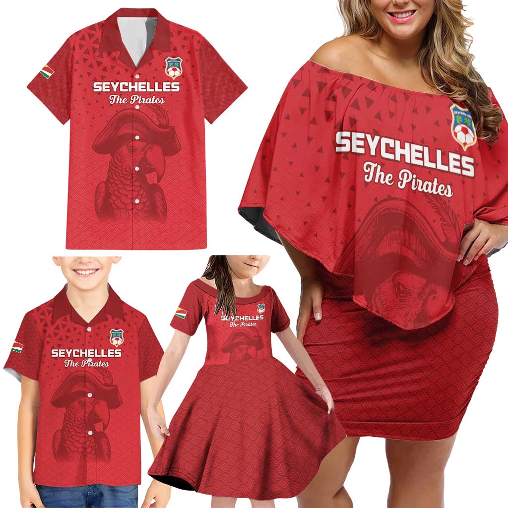 Custom Seychelles Football Family Matching Off Shoulder Short Dress and Hawaiian Shirt Go The Pirates - Wonder Print Shop