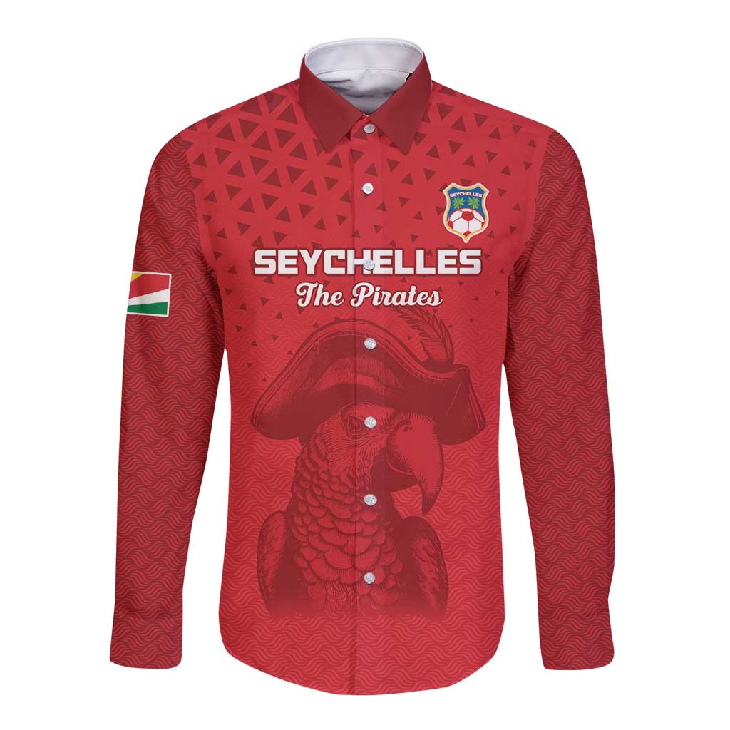 Red long-sleeve button football shirt with front team crest and graphic elephant artwork