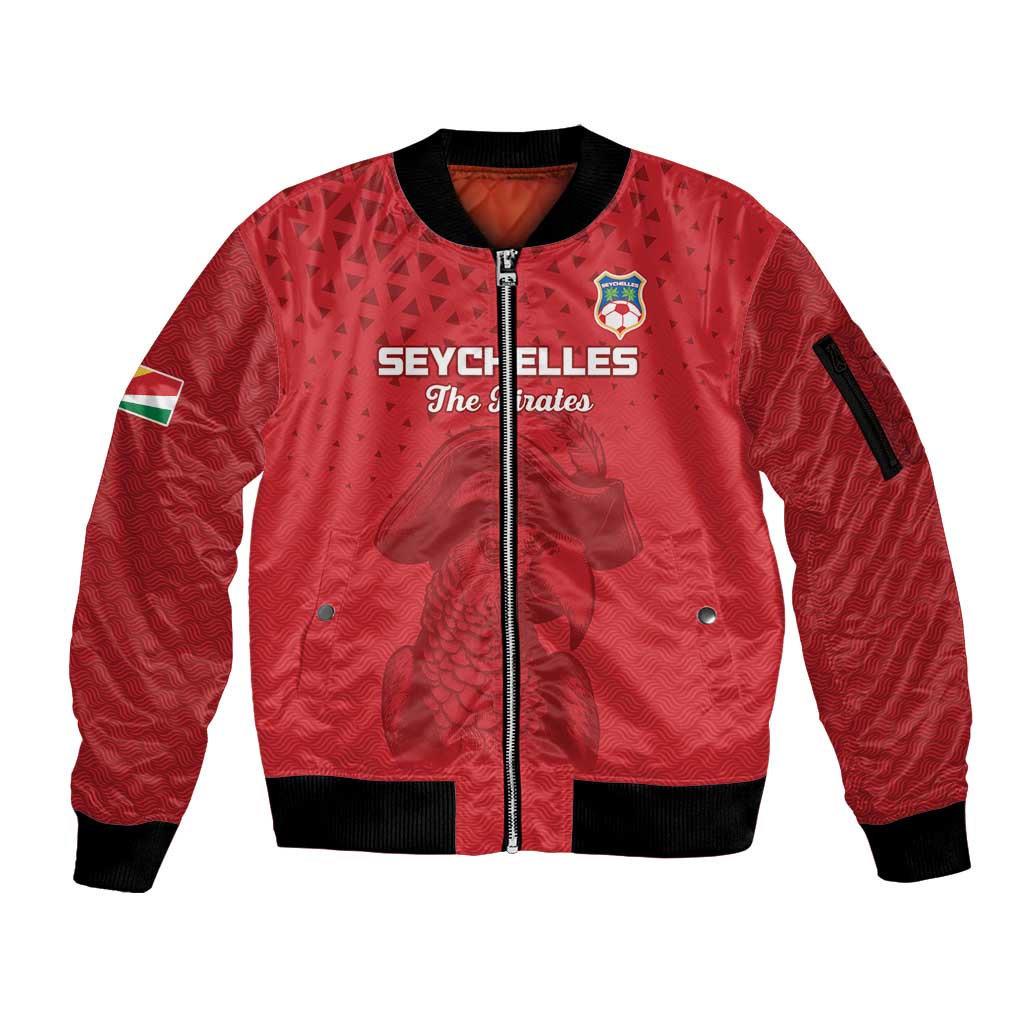 Custom Seychelles Football Sleeve Zip Bomber Jacket Go The Pirates - Wonder Print Shop