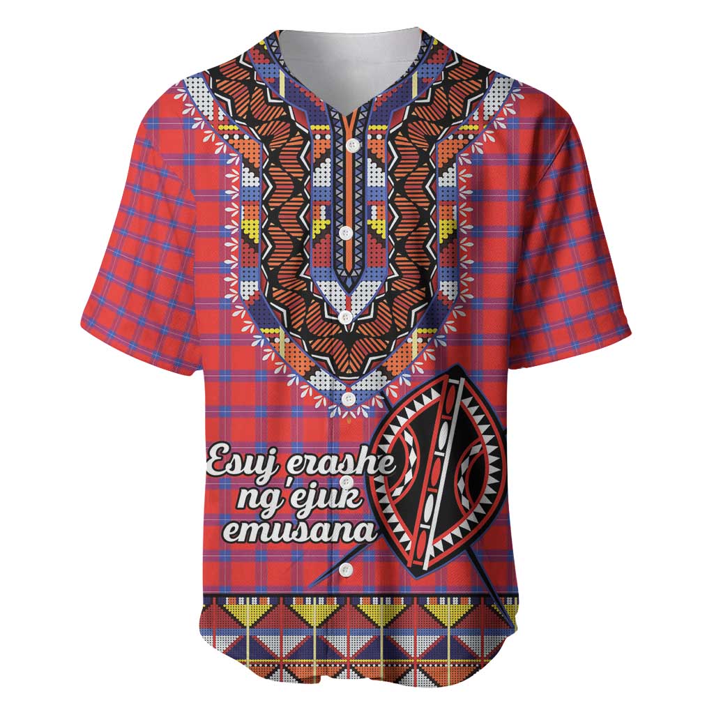 Personalised Kenya Maasai Shuka Baseball Jersey Mix Dashiki - Beadwork Pattern - Wonder Print Shop