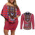 Personalised Kenya Maasai Shuka Couples Matching Off Shoulder Short Dress and Long Sleeve Button Shirt Mix Dashiki - Beadwork Pattern - Wonder Print Shop