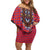 Personalised Kenya Maasai Shuka Family Matching Off Shoulder Short Dress and Hawaiian Shirt Mix Dashiki - Beadwork Pattern - Wonder Print Shop