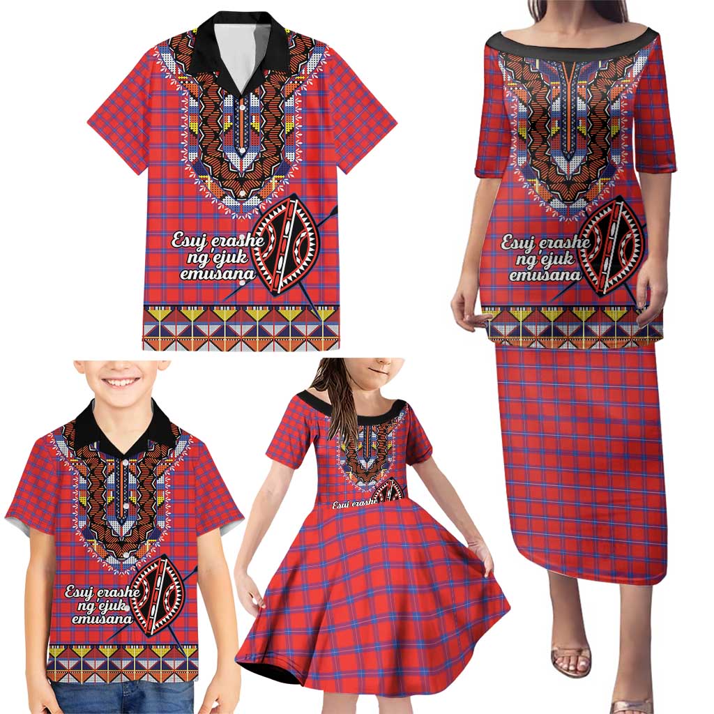 Personalised Kenya Maasai Shuka Family Matching Puletasi and Hawaiian Shirt Mix Dashiki - Beadwork Pattern - Wonder Print Shop