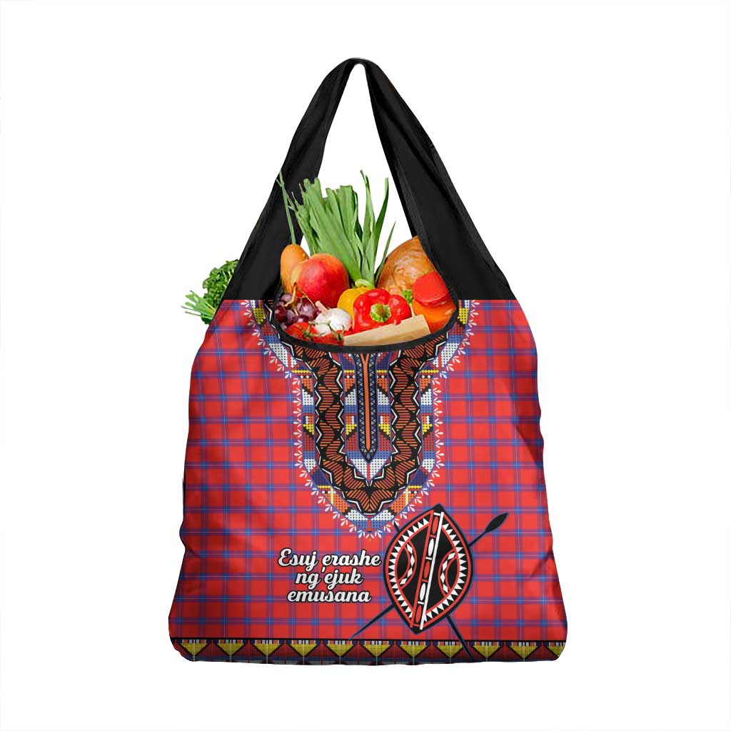 Kenya Maasai Shuka Grocery Bag Mix Dashiki - Beadwork Pattern