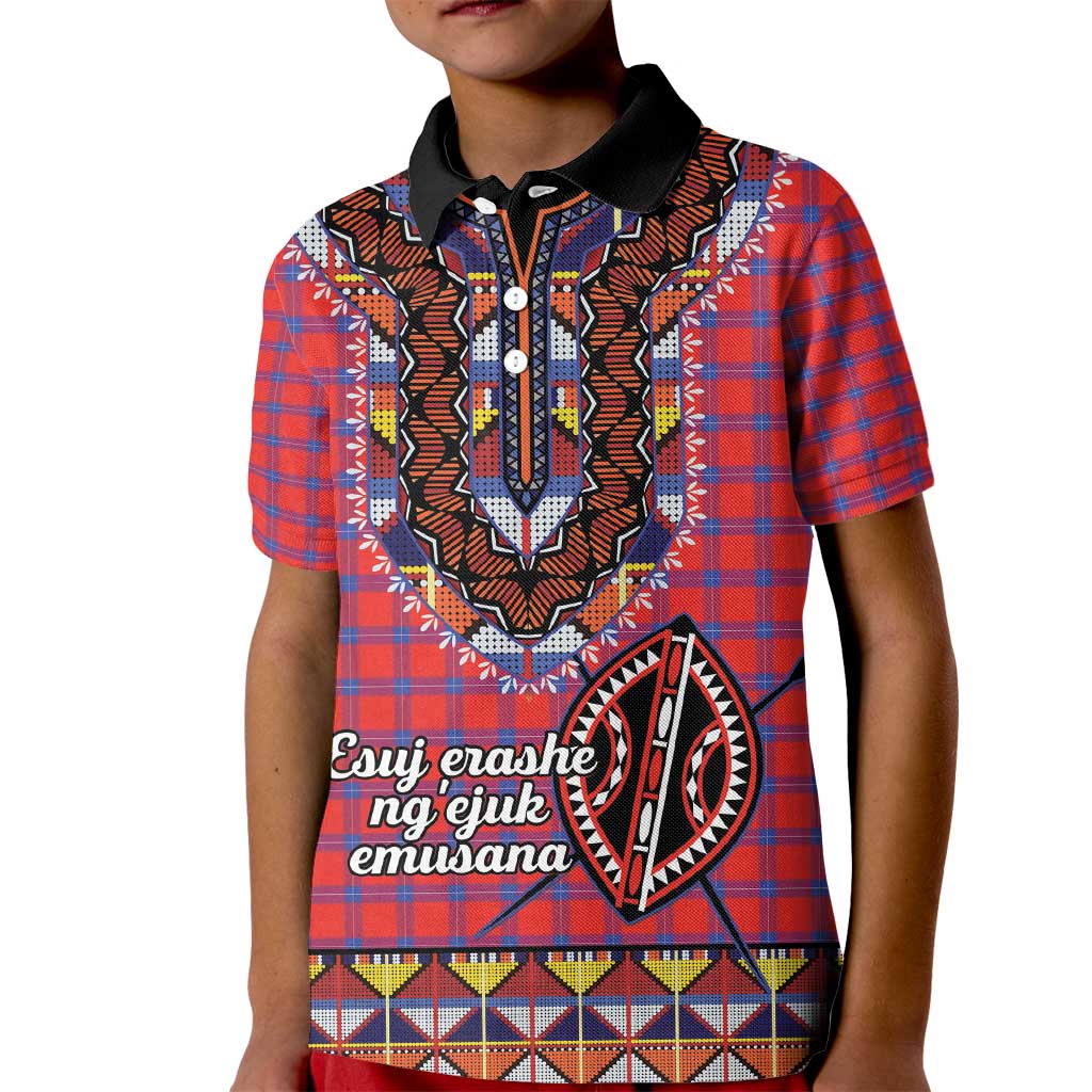 Personalised Kenya Maasai Shuka Kid Polo Shirt Mix Dashiki - Beadwork Pattern - Wonder Print Shop