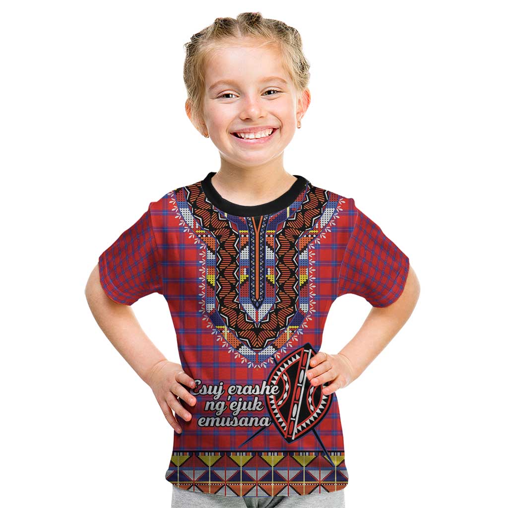 Personalised Kenya Maasai Shuka Kid T Shirt Mix Dashiki - Beadwork Pattern - Wonder Print Shop