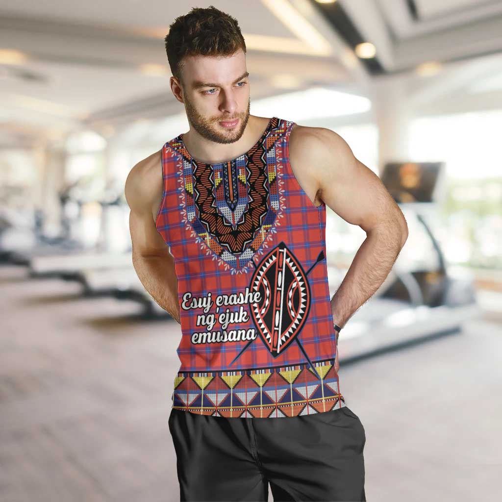 Personalised Kenya Maasai Shuka Men Tank Top Mix Dashiki - Beadwork Pattern