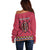 Personalised Kenya Maasai Shuka Off Shoulder Sweater Mix Dashiki - Beadwork Pattern - Wonder Print Shop