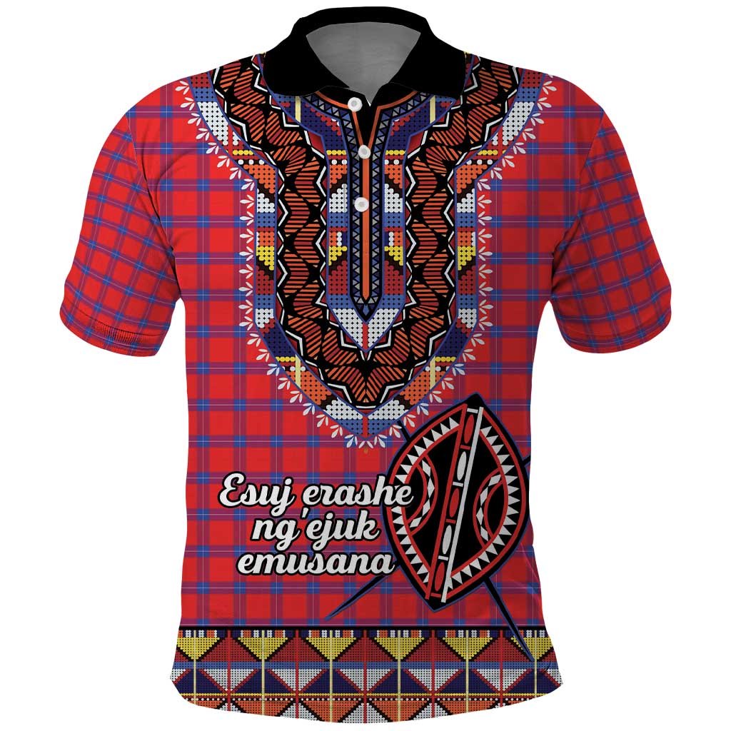 Personalised Kenya Maasai Shuka Polo Shirt Mix Dashiki - Beadwork Pattern - Wonder Print Shop