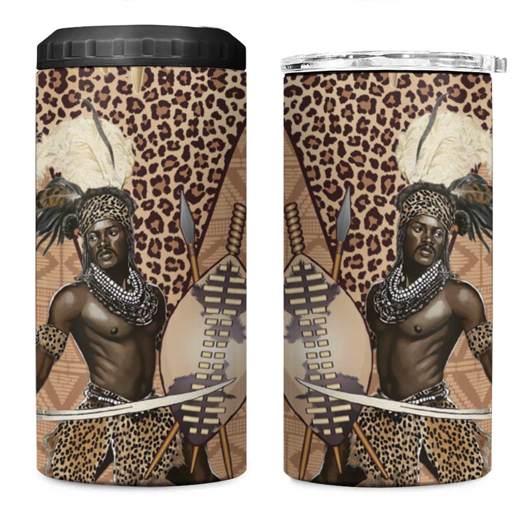 South Africa Zulu People 4 in 1 Can Cooler Tumbler Zulu Warrior - Wonder Print Shop