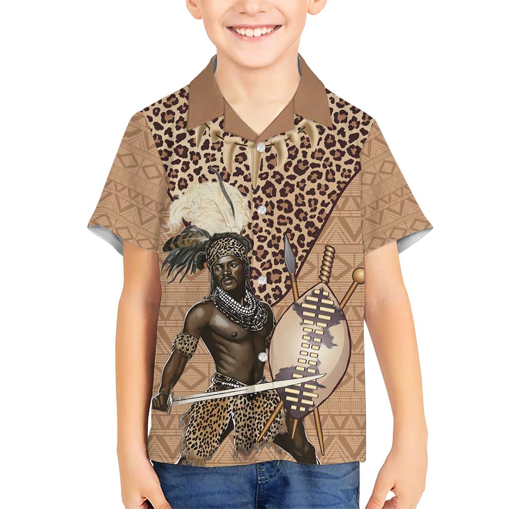 South Africa Zulu People Kid Hawaiian Shirt Zulu Warrior - Wonder Print Shop