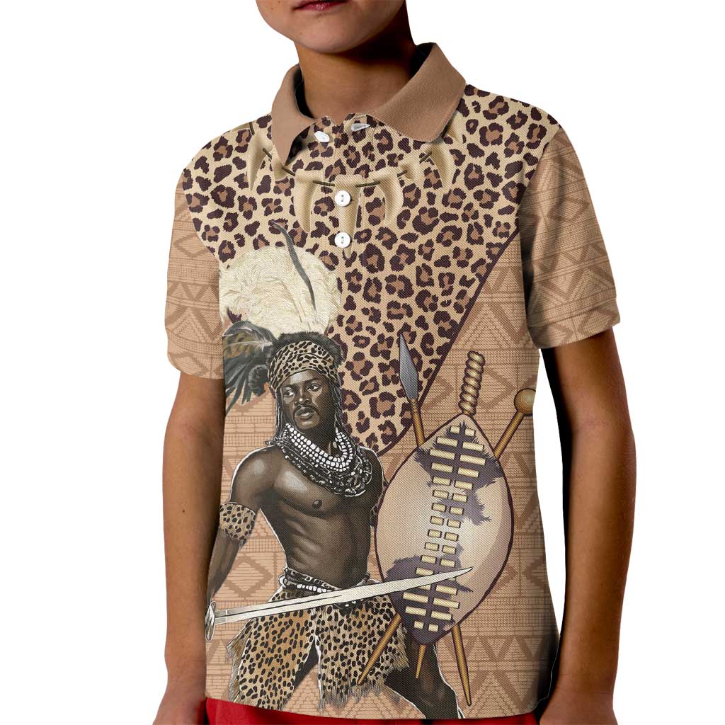 South Africa Zulu People Kid Polo Shirt Zulu Warrior - Wonder Print Shop