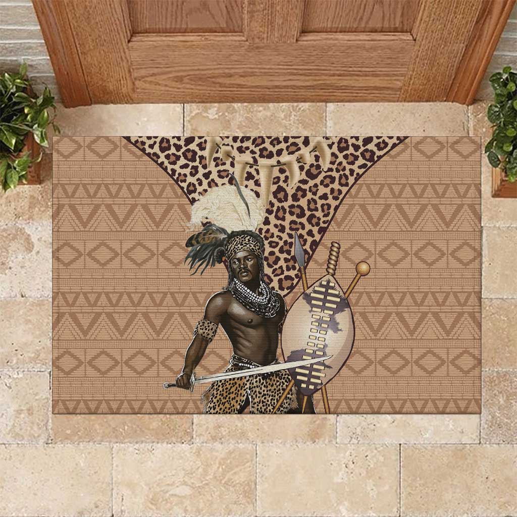 South Africa Zulu People Rubber Doormat Zulu Warrior - Wonder Print Shop