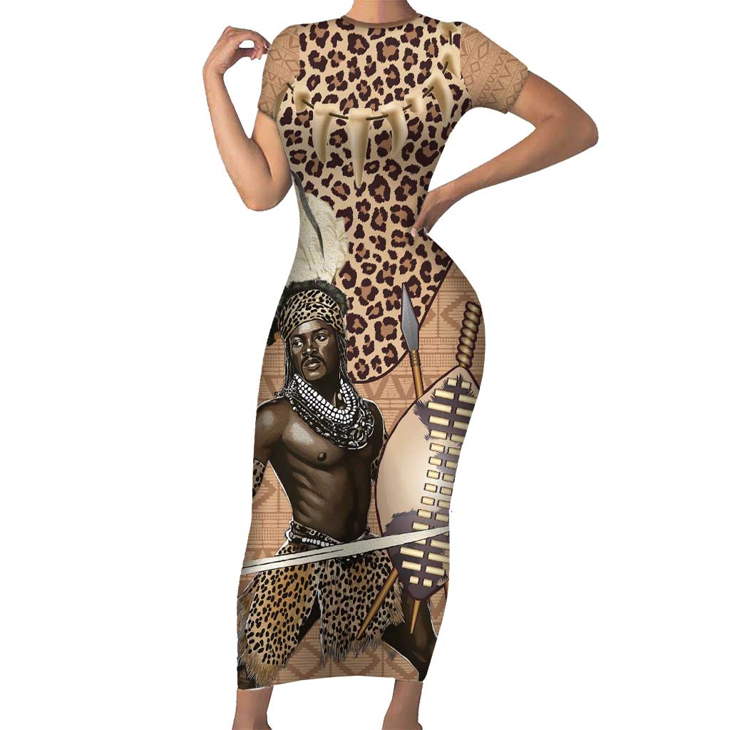 South Africa Zulu People Short Sleeve Bodycon Dress Zulu Warrior