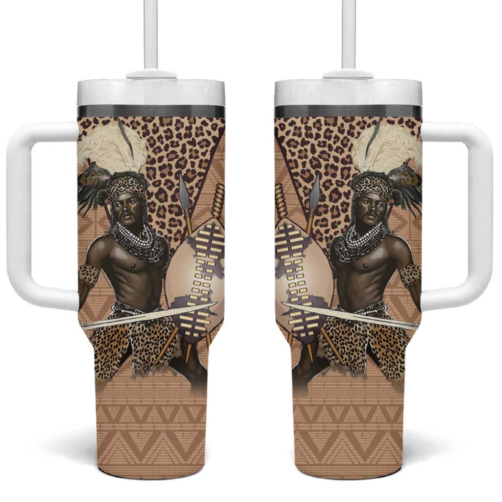 South Africa Zulu People Tumbler With Handle Zulu Warrior