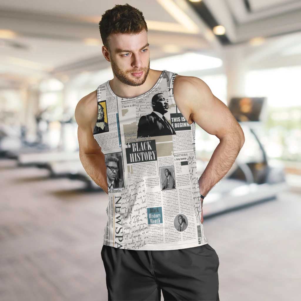 Civil Rights Leaders Men Tank Top Newspaper Print Style