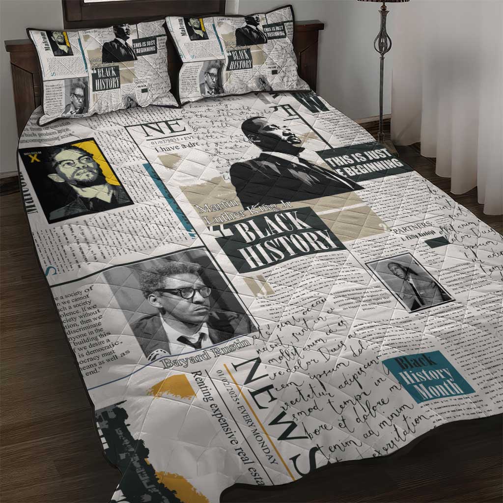 Civil Rights Leaders Quilt Bed Set Newspaper Print Style - Wonder Print Shop