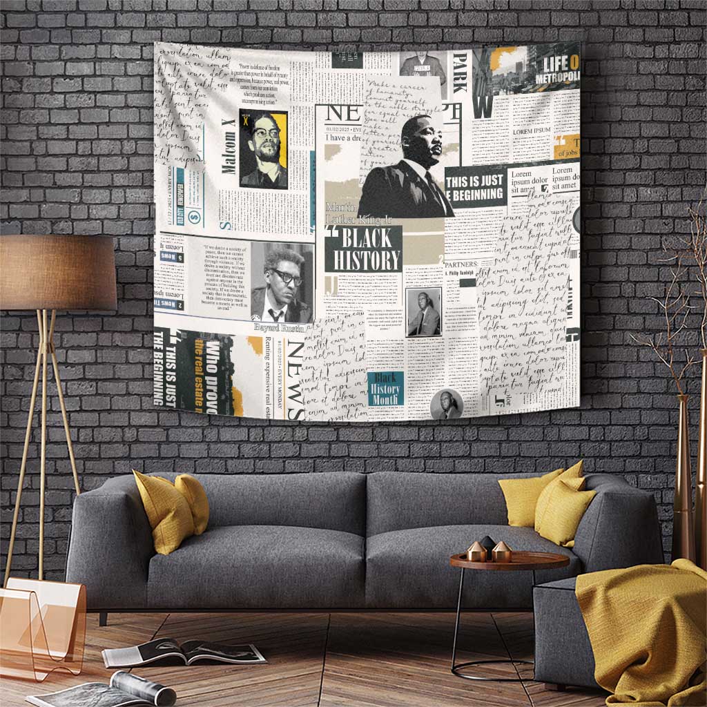 Civil Rights Leaders Tapestry Newspaper Print Style