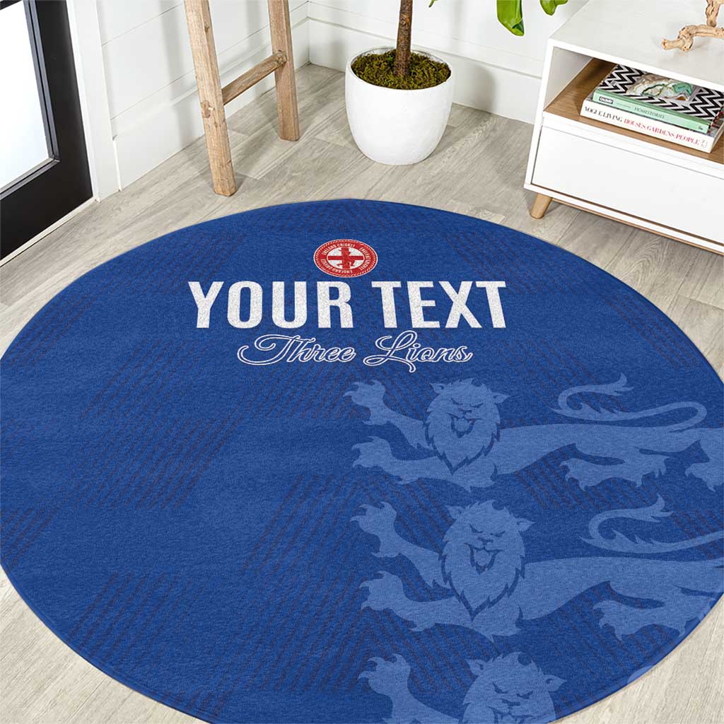 Custom England Cricket Round Carpet Go Three Lions - Blue Ver