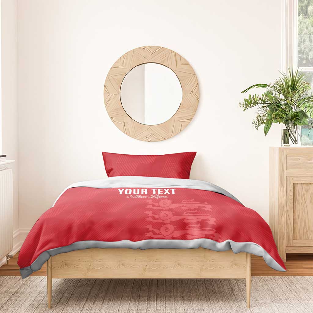 Custom England Cricket Bedding Set Go Three Lions - Red Ver