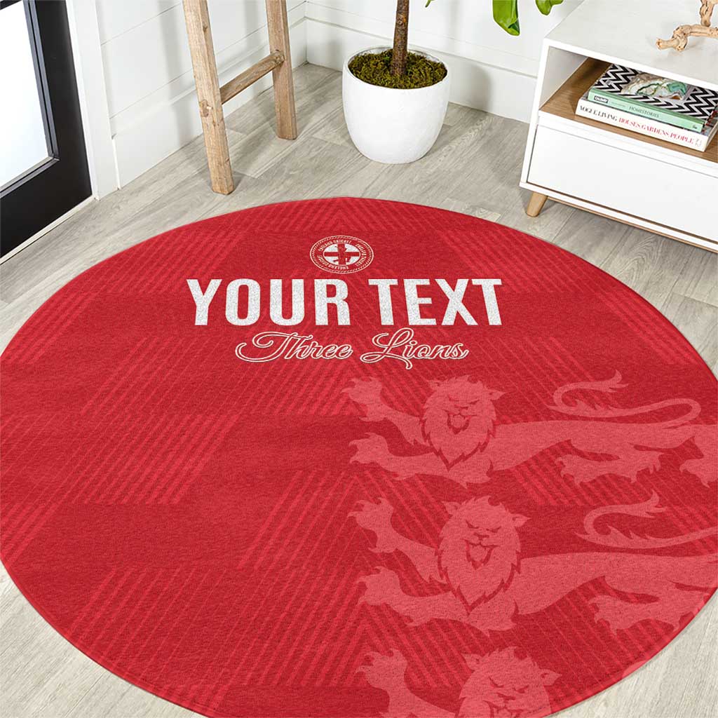 Custom England Cricket Round Carpet Go Three Lions - Red Ver