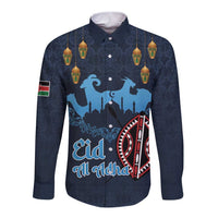 Kenya Happy Eid Mubarak Long Sleeve Button Shirt Eid Al-Adha
