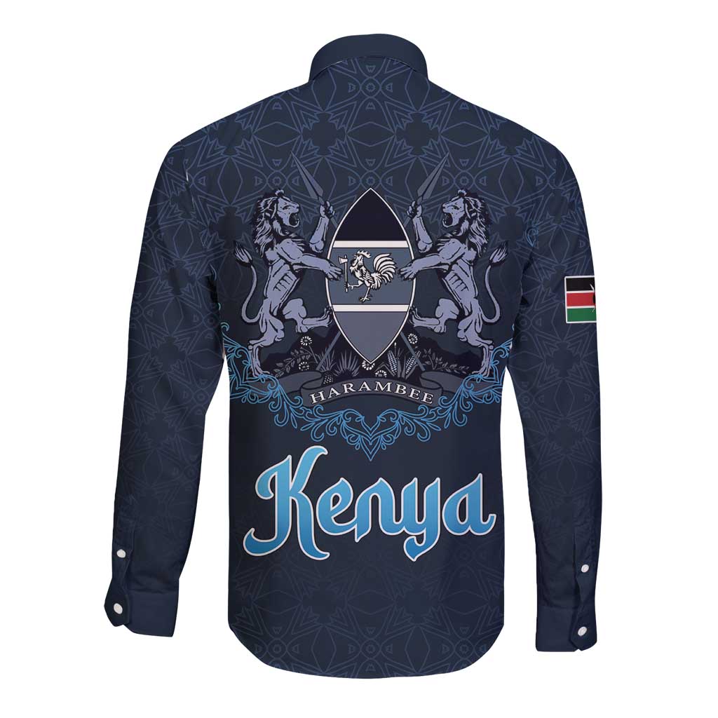 Kenya Happy Eid Mubarak Long Sleeve Button Shirt Eid Al-Adha