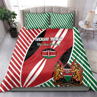 Rugby bedding set with red-green-white flag duvet featuring crest and custom text on pillows
