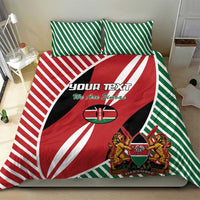 Custom rugby bedding set with red-and-green flag duvet and two green striped pillowcases