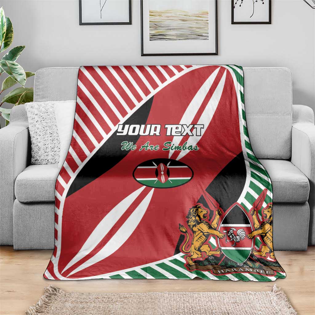 Kenya rugby blanket in red, white, and green with 'We Are Simbas' and crest