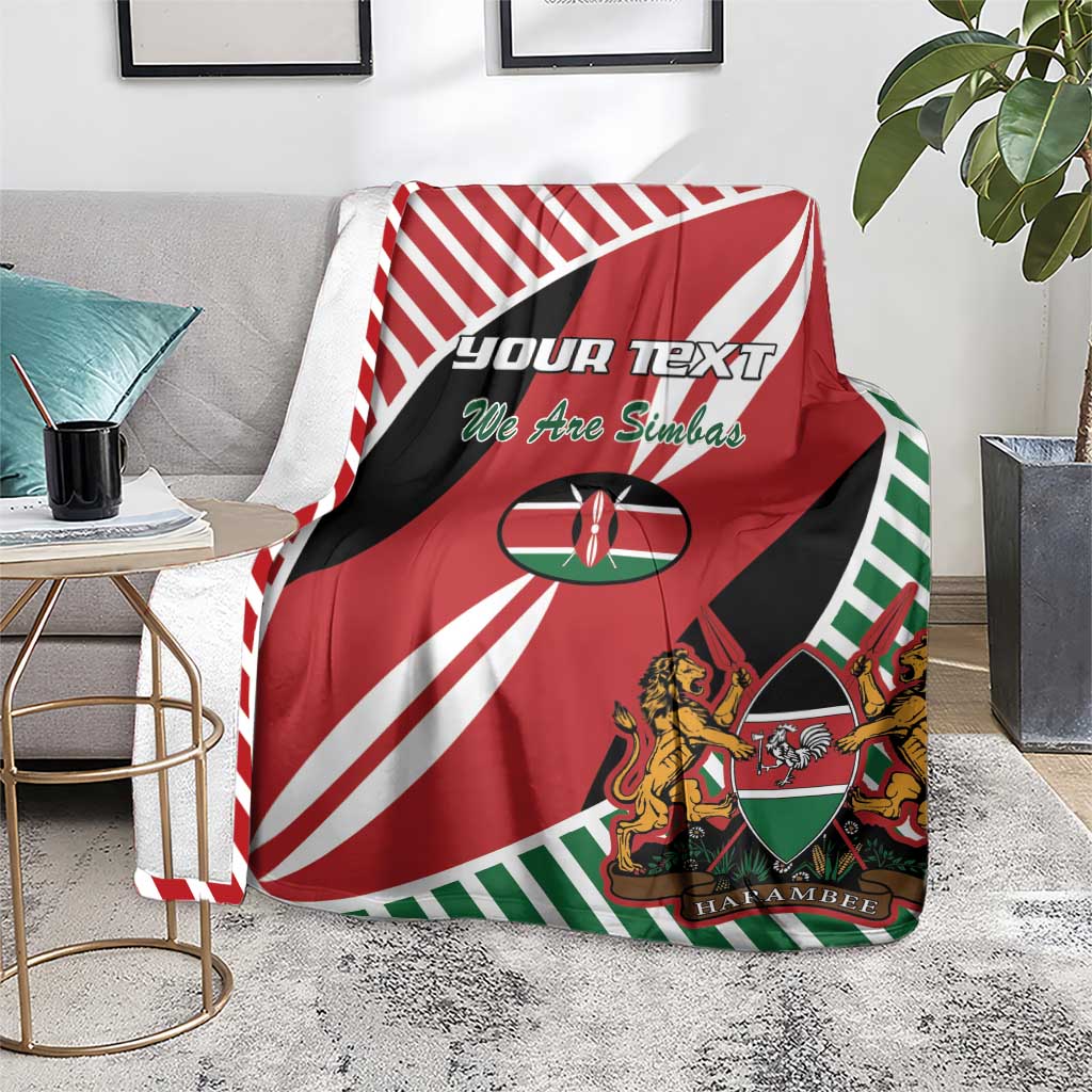 Red Kenya rugby blanket with lion crest, green rays, and 'We Are Simbas' text