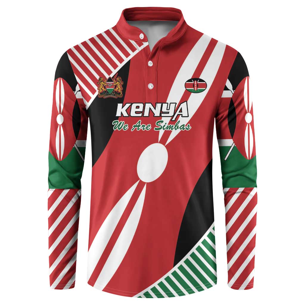 Custom Kenya Rugby Button Sweatshirt Flag Style - Wonder Print Shop