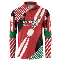 Red Kenya rugby button sweatshirt with crest and “We Are Simbas” text