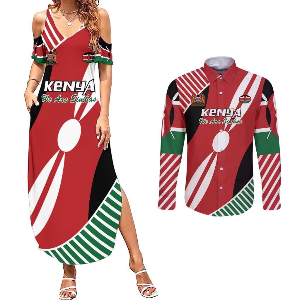 Custom Kenya Rugby Couples Matching Summer Maxi Dress and Long Sleeve Button Shirt Flag Style - Wonder Print Shop