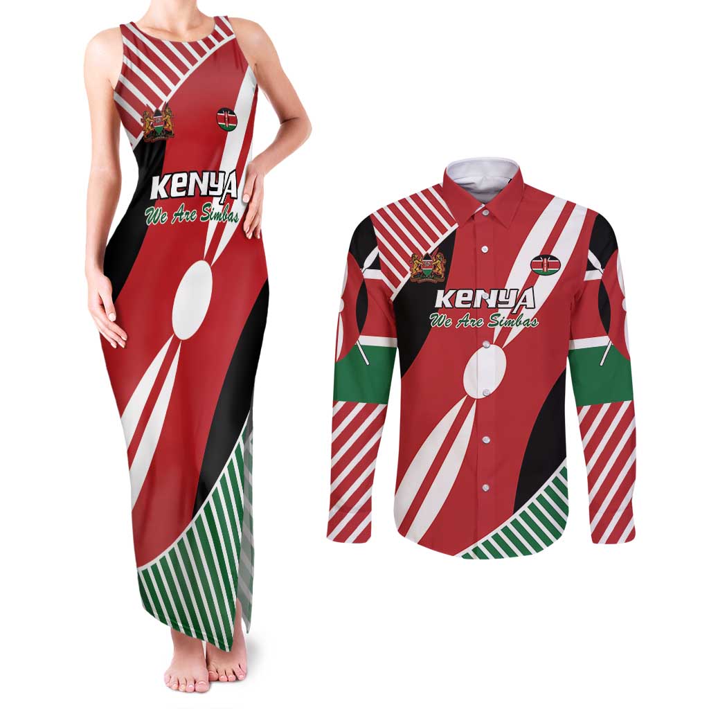 Custom Kenya Rugby Couples Matching Tank Maxi Dress and Long Sleeve Button Shirt Flag Style - Wonder Print Shop