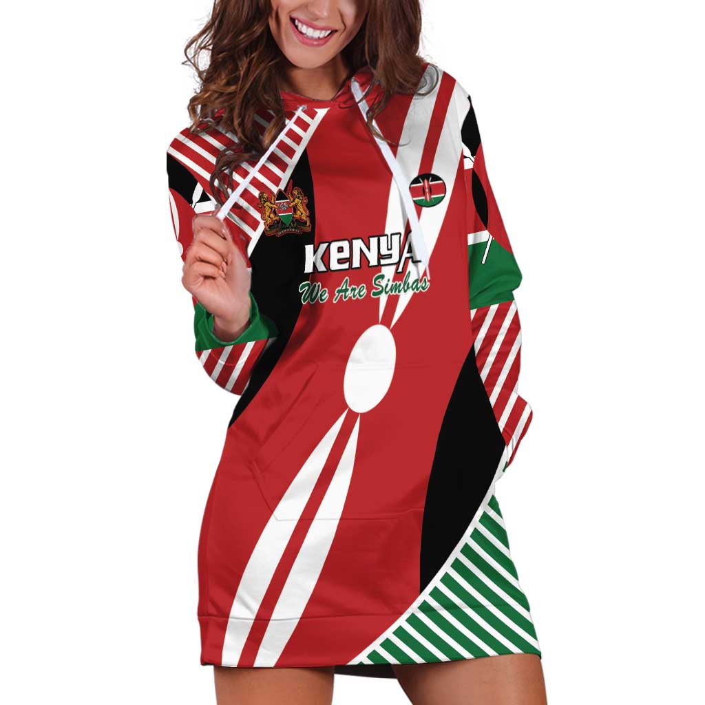 Custom Kenya Rugby Hoodie Dress Flag Style - Wonder Print Shop