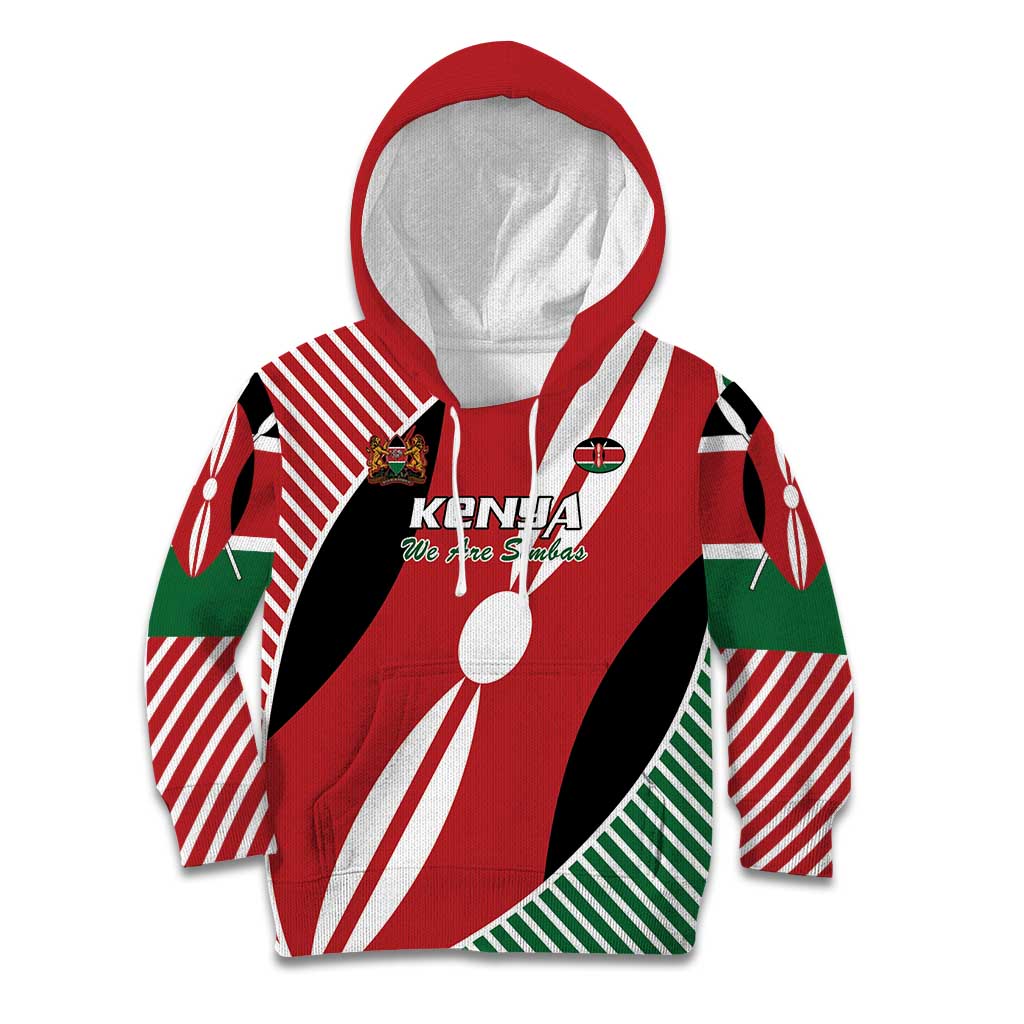 Custom Kenya Rugby Kid Hoodie Flag Style - Wonder Print Shop