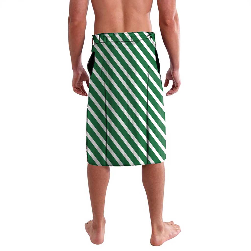 Kenya flag style rugby sarong, green striped panel with white diagonal lines, knee-length