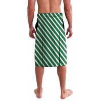 Kenya flag style rugby sarong, green striped panel with white diagonal lines, knee-length