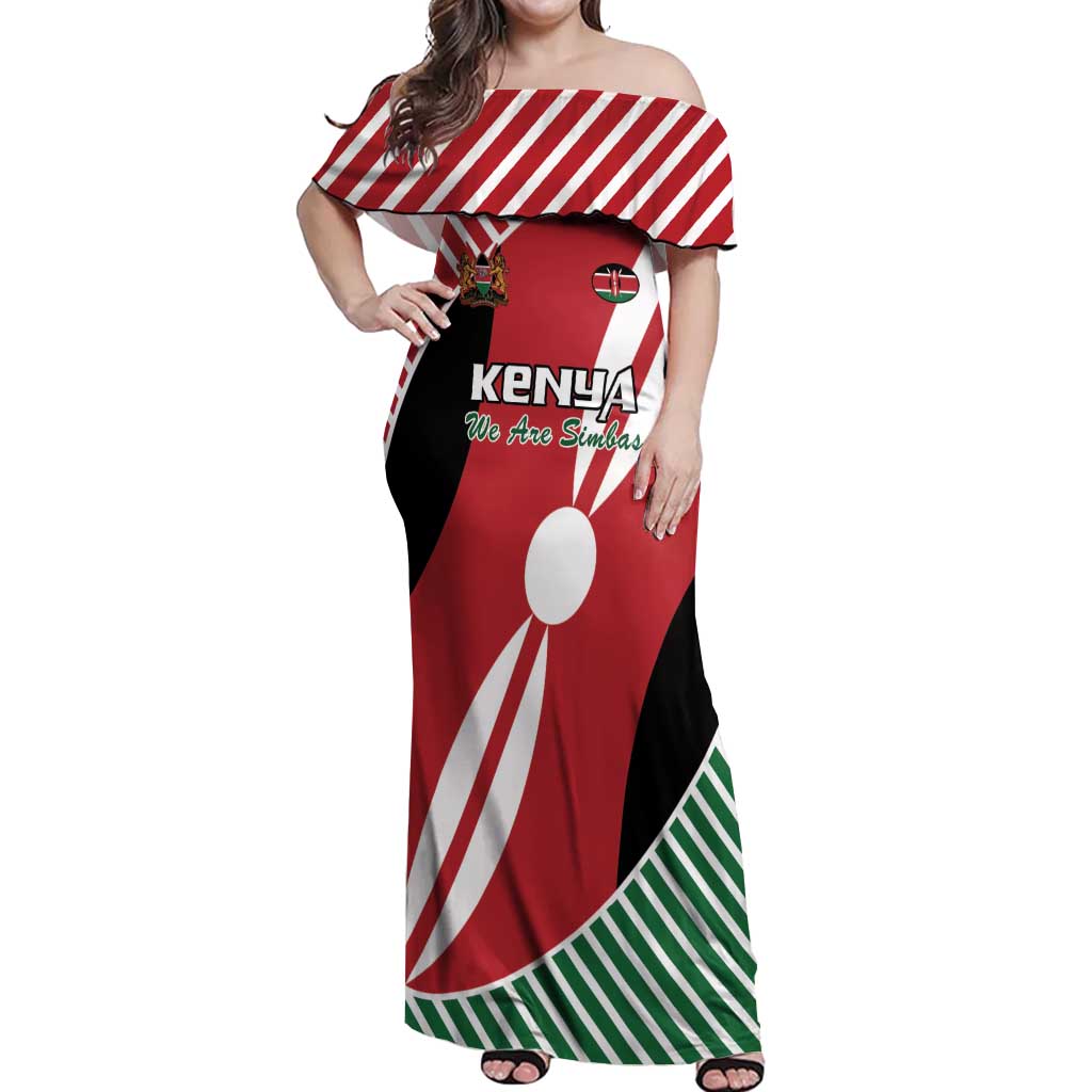 Custom Kenya Rugby Off Shoulder Maxi Dress Flag Style - Wonder Print Shop