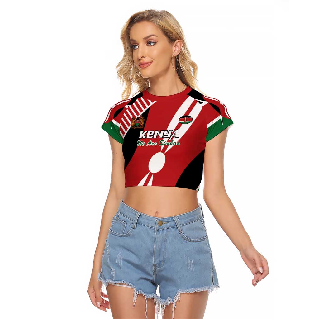 Custom Kenya Rugby Raglan Cropped T Shirt Flag Style - Wonder Print Shop