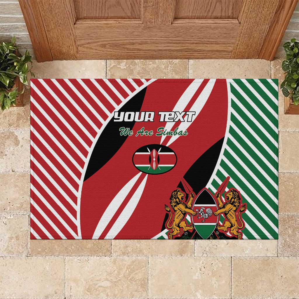 Custom Kenya Rugby Rubber Doormat Flag Style - Wonder Print Shop