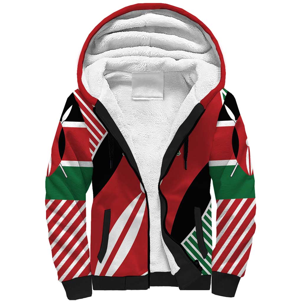 Custom Kenya Rugby Sherpa Hoodie Flag Style - Wonder Print Shop