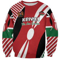 Unisex red Kenya flag style sweatshirt with crest and "KENYA We Are Simbas" graphic