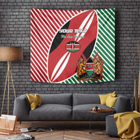 Kenya rugby tapestry flag wall decor, red-and-green striped design with lion crest