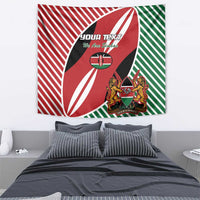 Red, green and white rugby tapestry flag with central crest and custom text