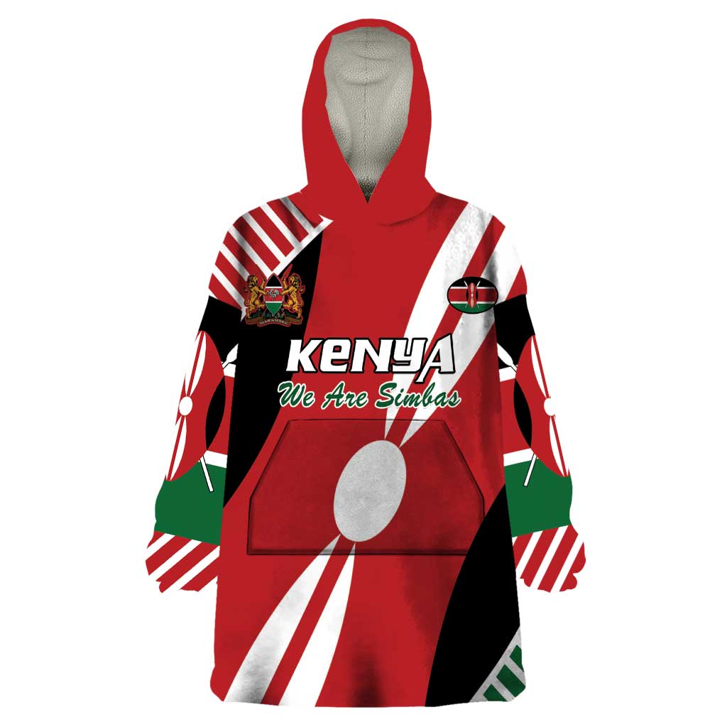 Custom Kenya Rugby Wearable Blanket Hoodie Flag Style - Wonder Print Shop