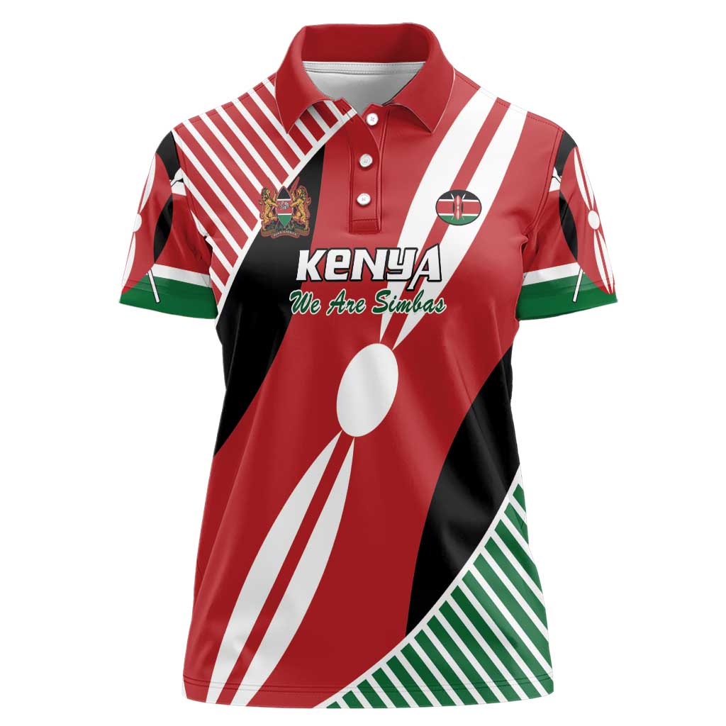 Custom Kenya Rugby Women Polo Shirt Flag Style - Wonder Print Shop